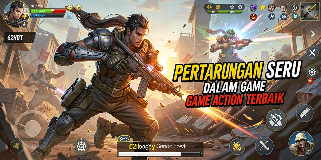 Screenshot gameplay 62HOT yang menunjukkan pertarungan seru.