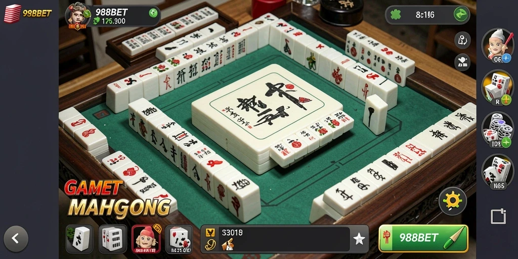 Tangkapan layar utama 988BET menampilkan gameplay Mahjong yang seru.