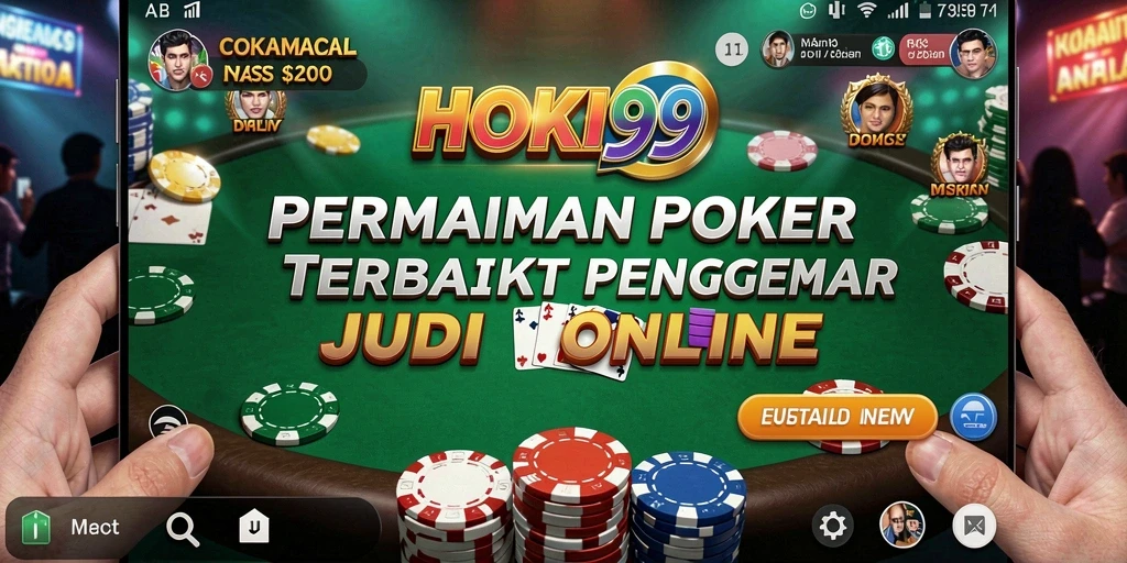 Screenshot permainan HOKI99 yang menampilkan aksi poker yang mendebarkan.