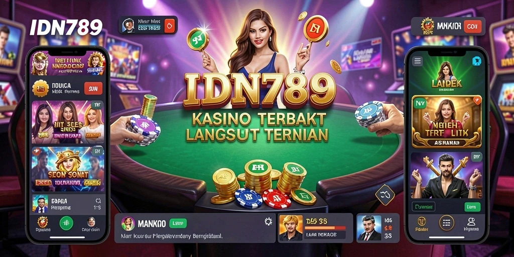 Tangkapan layar gameplay IDN789 menampilkan dealer profesional dan suasana kasino nyata.