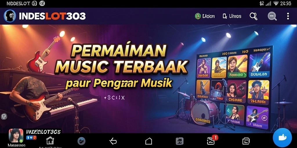 Screenshot INDESLOT303 menunjukkan pengguna menikmati gameplay musik yang interaktif.