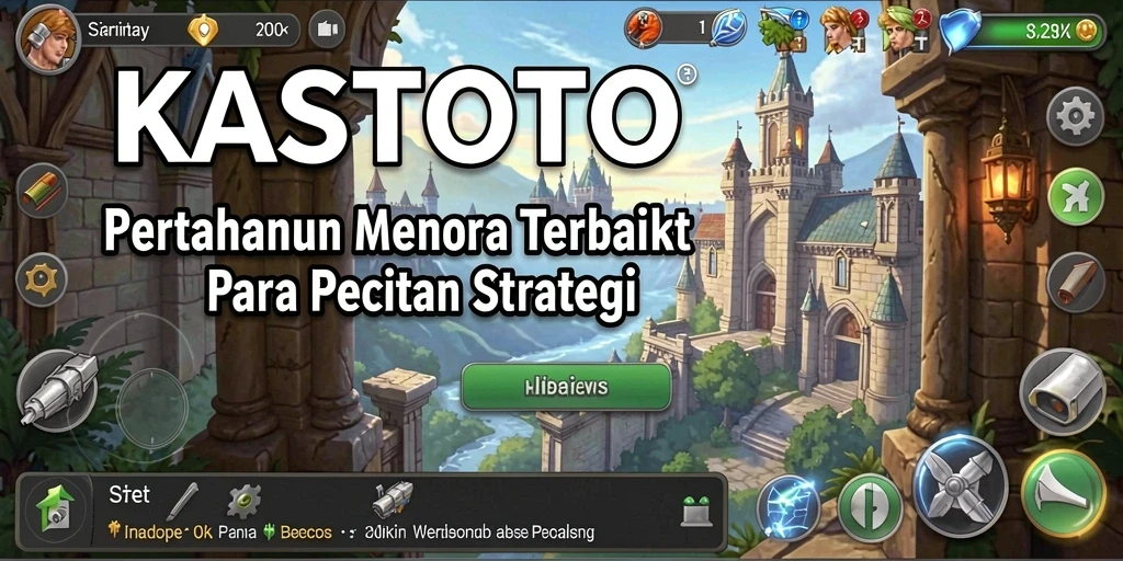 Tangkapan layar menunjukkan aksi menara aktif dalam KASTOTO saat melawan gelombang musuh.