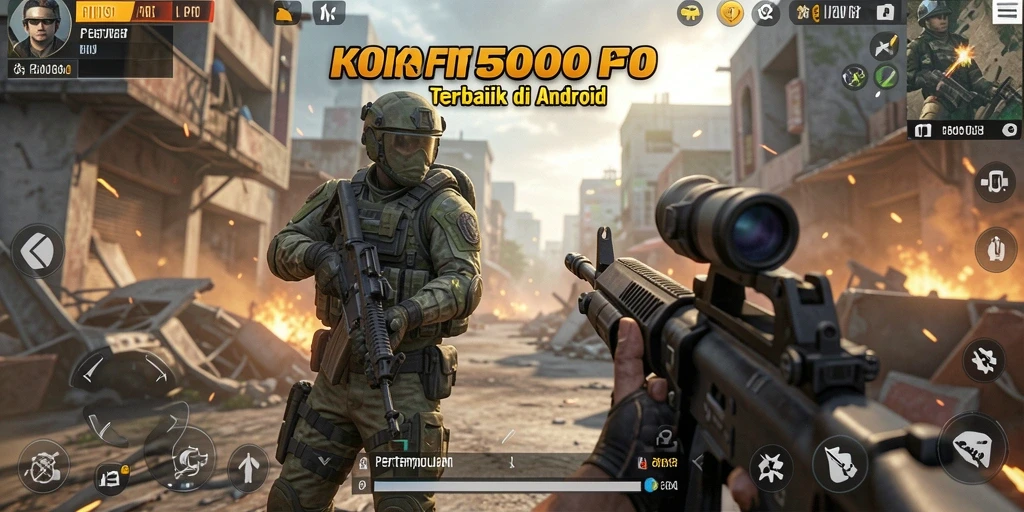Gameplay seru KOKO5000 dengan aksi tembak-menembak yang intens.