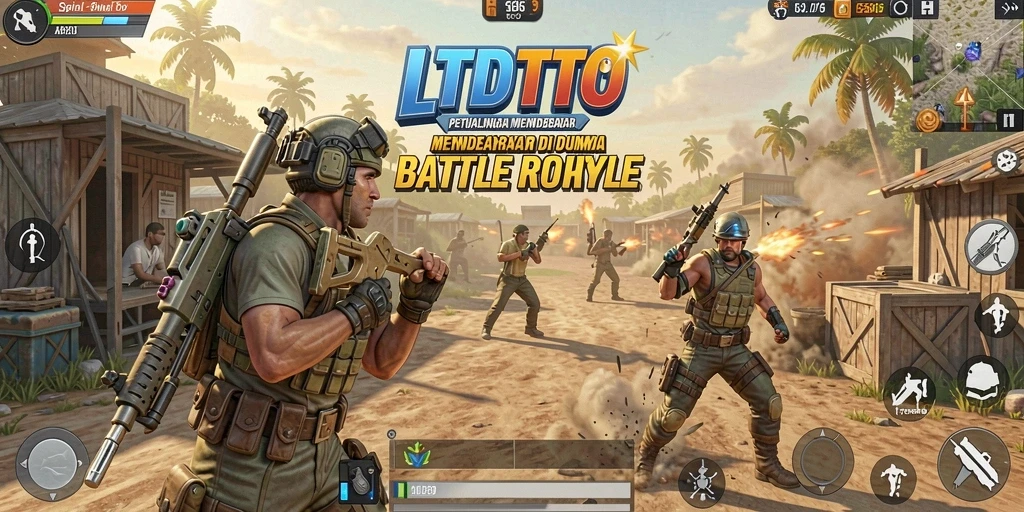 Tampilan gameplay mendebarkan dari LTDTOTO dalam pertarungan Battle Royale.