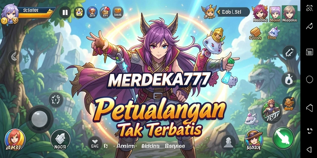 Screenshot menunjukkan aksi epik dalam game Anime MERDEKA777.