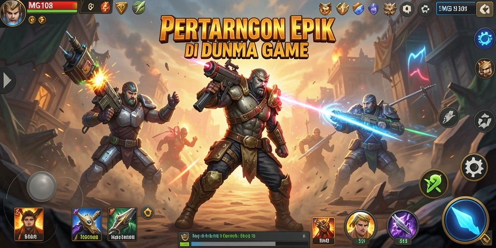 Screenshot utama MG108 menampilkan aksi pertarungan spektakuler.