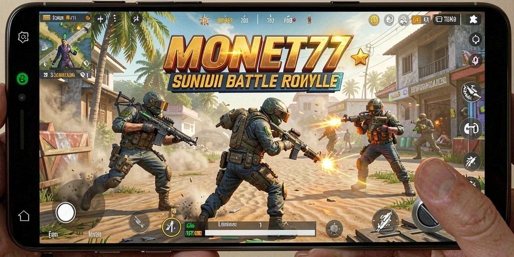 Gameplay intens di arena Battle Royale MONTE77 yang penuh aksi.