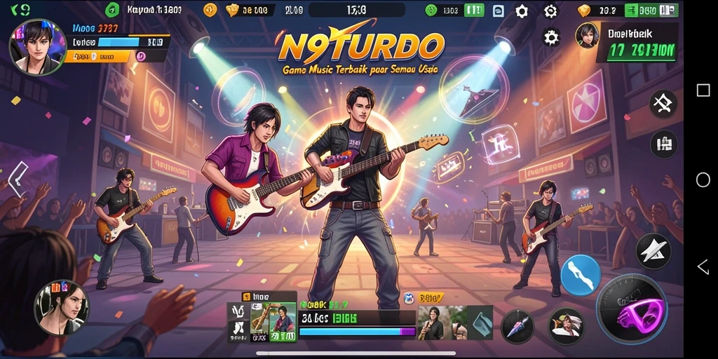 Tampilan gameplay N9TURBO yang penuh warna dan dinamis.