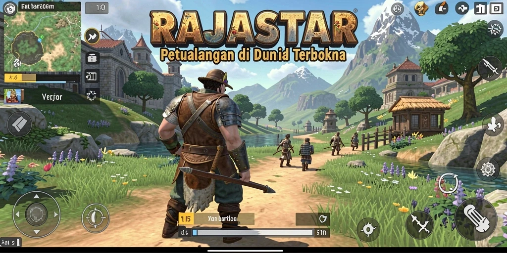 Screenshot gameplay RAJASTAR menampilkan aksi eksplorasi dunia terbuka.