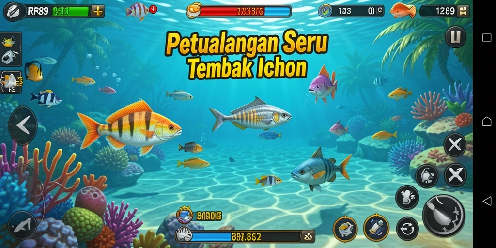 Tangkapan layar gameplay RR89 yang menampilkan aksi seru tembak ikan.