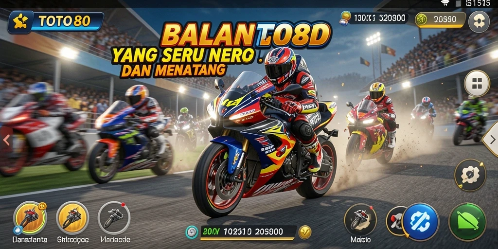 Tampilan gameplay seru TOTO80 dengan balapan motor yang menegangkan.